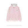 Unisex Oversized Hooded Zip-Up Sweatshirt With Striped Embroidery Detail Cotton Blend Fall Casual Wear