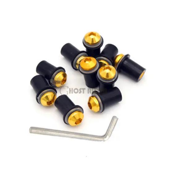 10 шт. мотоциклетные болты лобового стекла 5 мм, винты, гайки, крепежный комплект для KAWASAKI NINJA 250R/300 ZZR 400 versys 650/1000