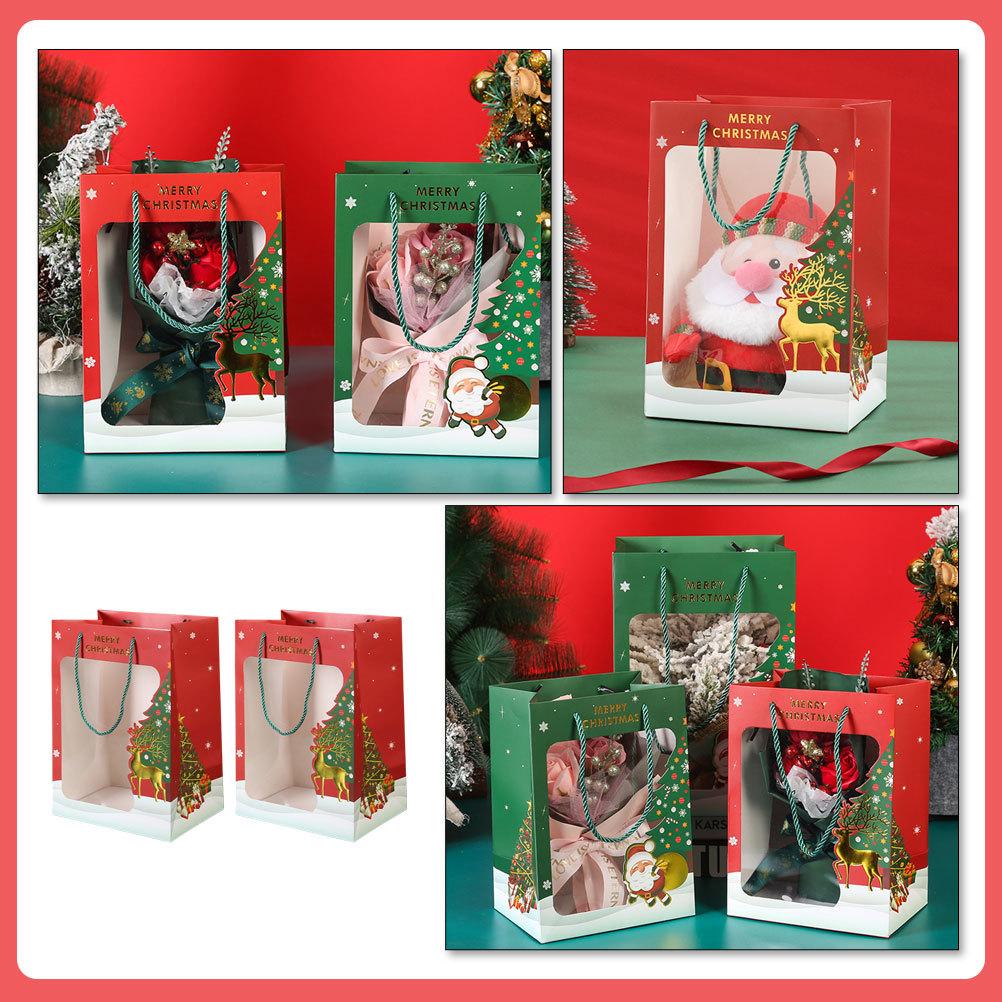 2 шт. Рождественские подарочные пакеты из бумаги с оленями, ручные мешочки для хранения конфет, контейнеры для подарков на вечеринку, праздничные рождественские подарочные пакеты