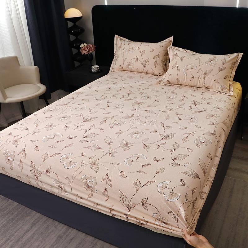 Pure Cotton Fitted Bed Sheets Geometric Bedsheet Non-slip Bed Cover Skin-friendly Bed Linen Couvre Lit (Pillowcase Need Order)