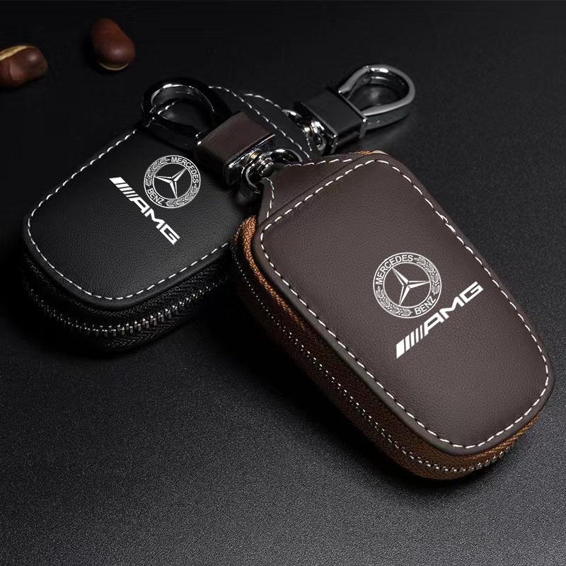 EJK4 2025 Hot For Benz Leather Car Key Case Key Fob Cover Shell Bag Wallet For Mercedes benz AMG C E S GLE CLC Class W204 W203 W205 W