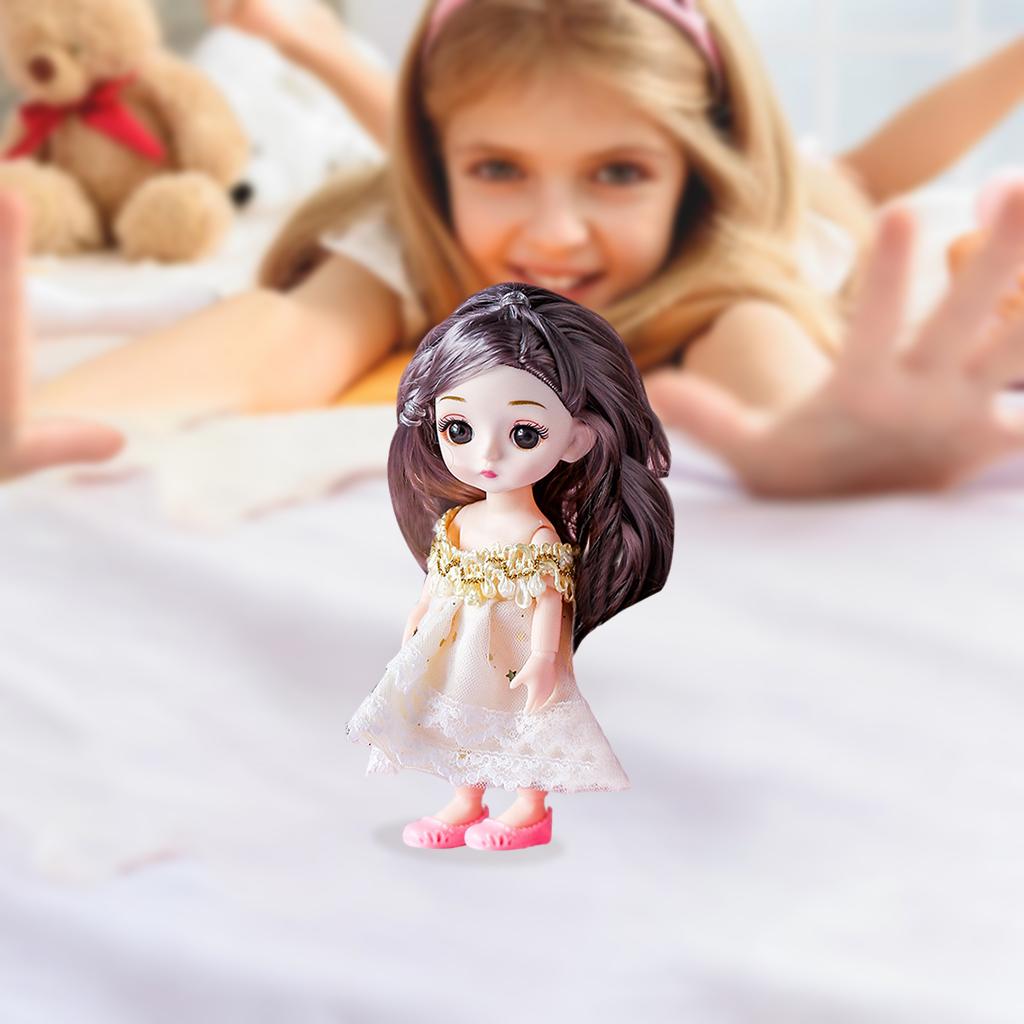 Симпатичная кукла BJD с 13 суставами, 16 см, 1/12, платье и обувь, игрушка для девочек, подарок A