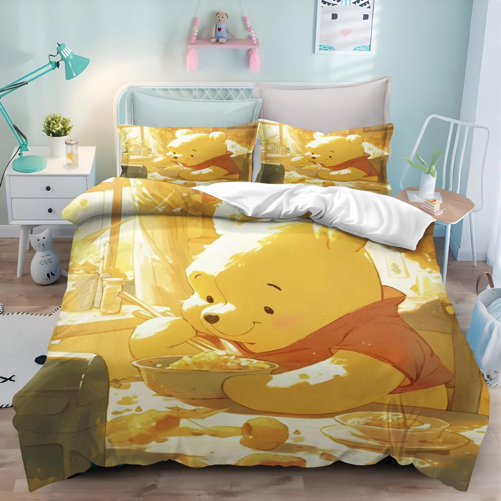 MINISO Милый Винни-Пух Мультяшный Аниме Комплект Пододеяльников Подарки Чехлы для Одеял Наволочки Детский Комплект Постельного Белья Декор Размер Queen King
