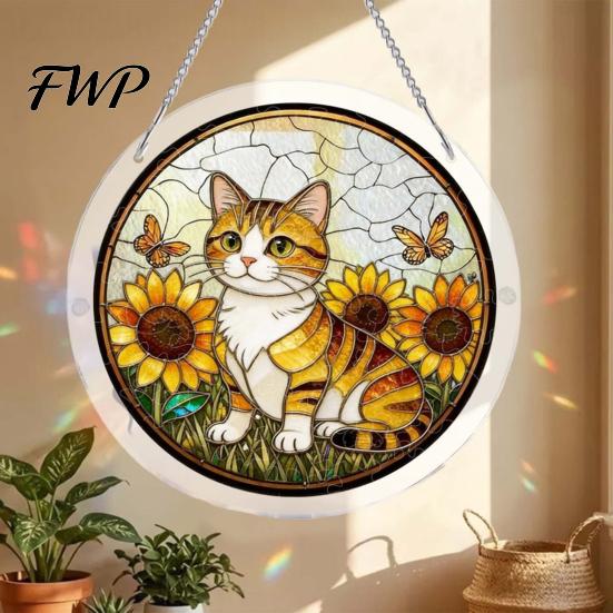 Scratch-resistant Acrylic Decor Puzzle Suncatcher Stained Glass Effect Window Hanging Ornament DIY Colorful Light Reflector Art Sun Catcher