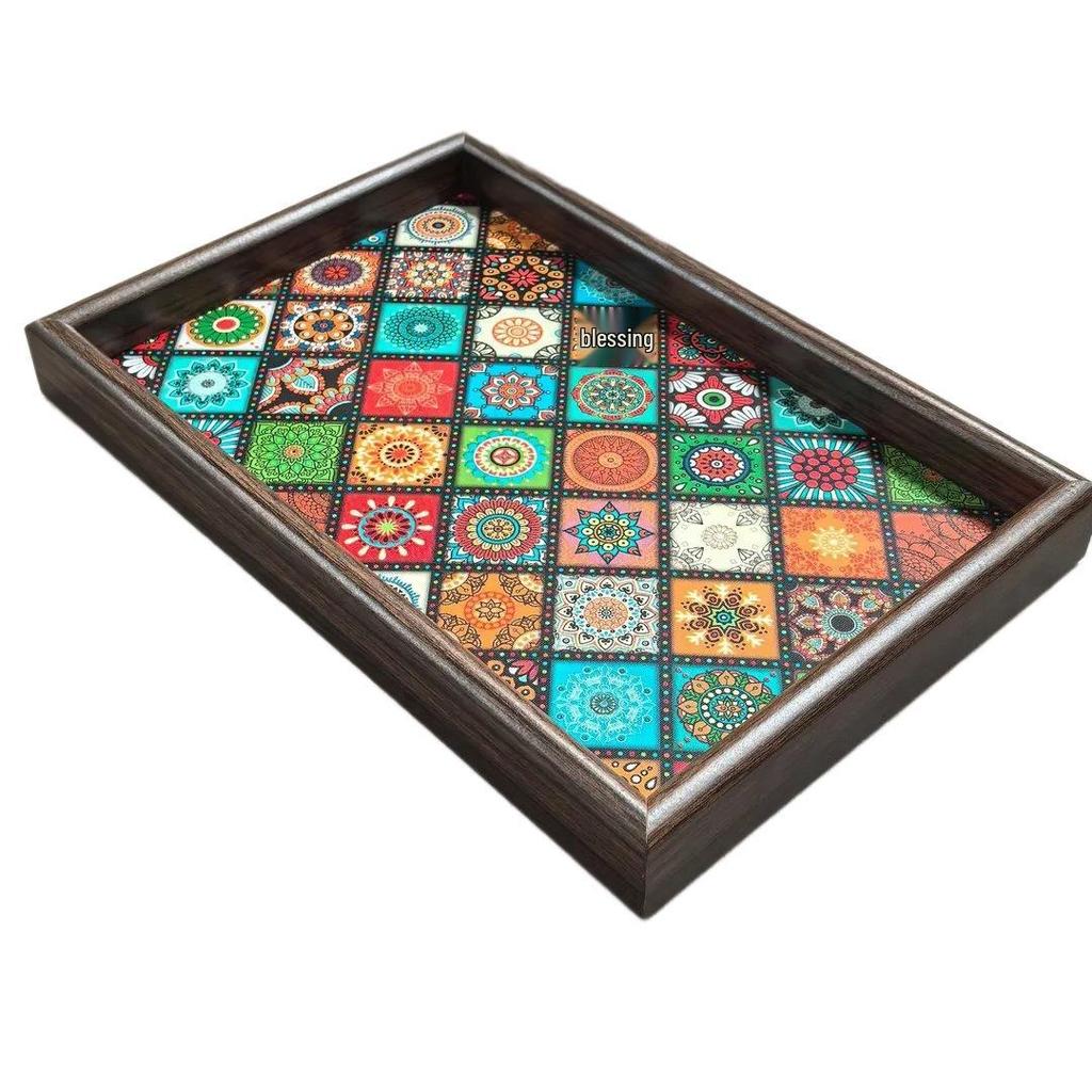 Декоративный поднос в богемном стиле для украшений, закусок и хранения в гостиной