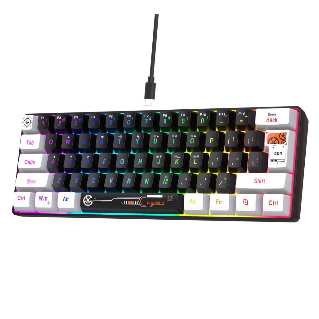 Printed Membrane Keys 60% Mini Ergonomic Portable 61 RGB Backlit Wired USB Gaming Keyboard