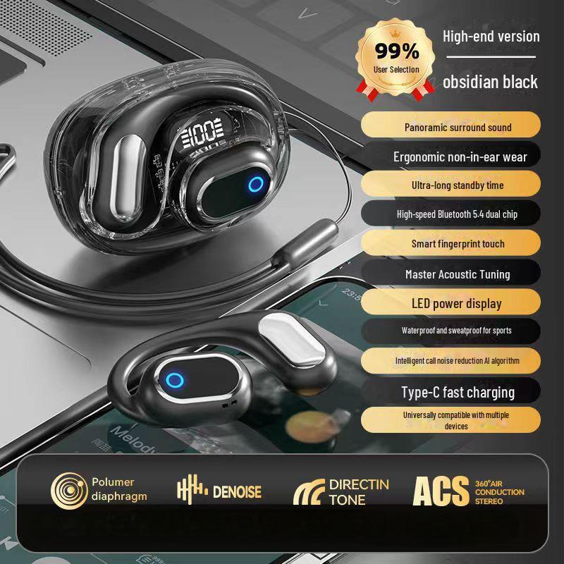 2024 Спортивные беспроводные открытые Bluetooth-наушники с разъемом Hook-Up и сверхдлительным временем работы от аккумулятора, не вставные, для использования унисекс