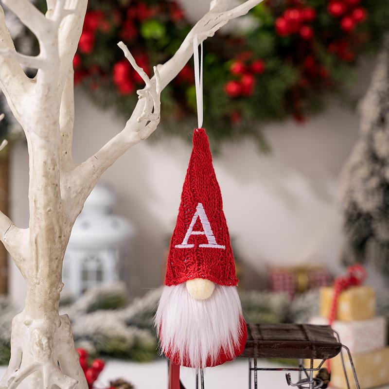 1PC Plush Dwarf Hanging Pendants Letter Embroidered Knitted Hat Faceless Doll Pendants