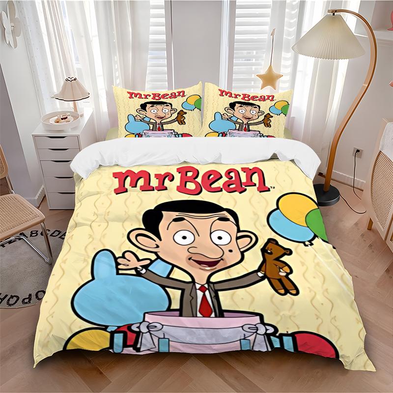 3Pcs Mr Bean'S Birthday Bash Bedding Set Quilt Cover Pillowcase Home Christmas Xmas Halloween Gift 1 Duvet Cover 2 Pillowcase M929353