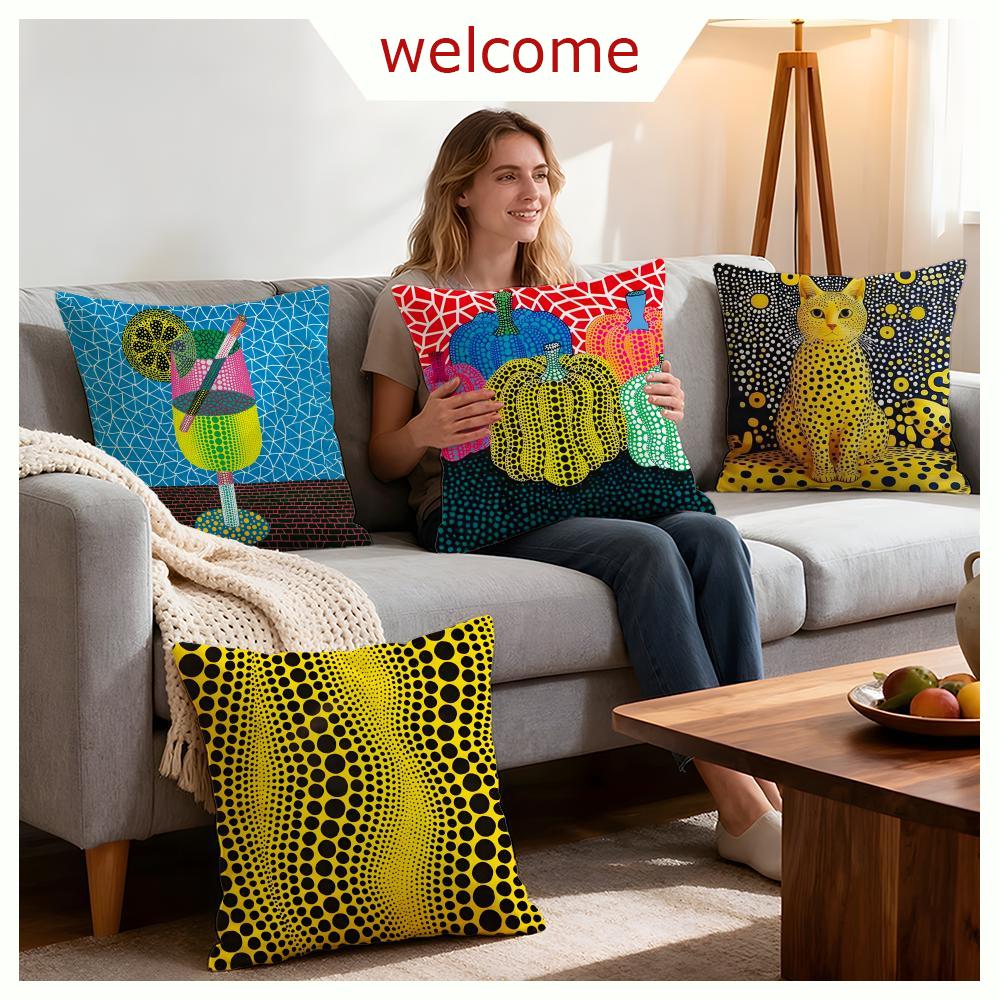 Art Yayoi Kusama Abstract Art Pumpkin Cushion Cover 1Pcs Decorative Covers Soft Cushion Case For Sofa Couch Decor 40X40 45X45