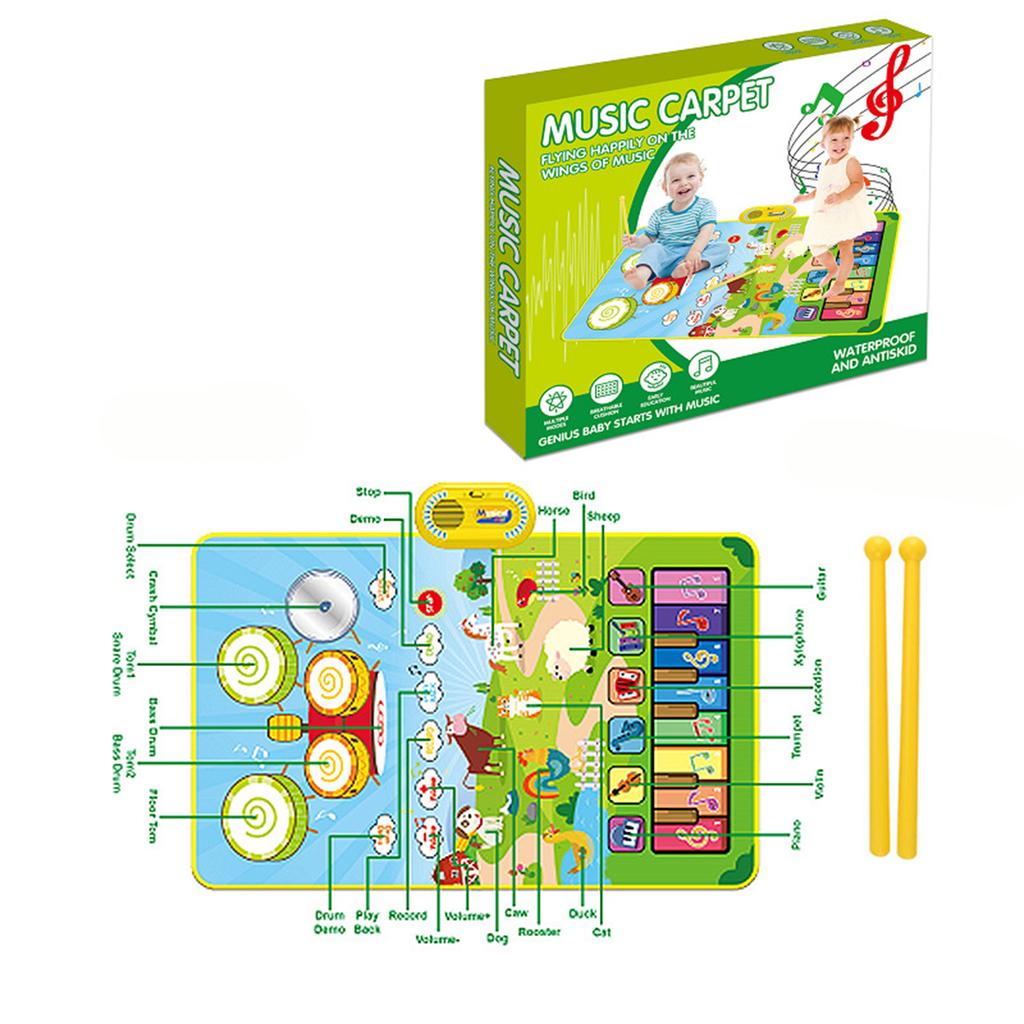 2-in-1 Piano and Drum Music for Kids - Interactive Dance Toy with Musical Instruments, Educational Gift for Toddlers (Batteries Not Included)
