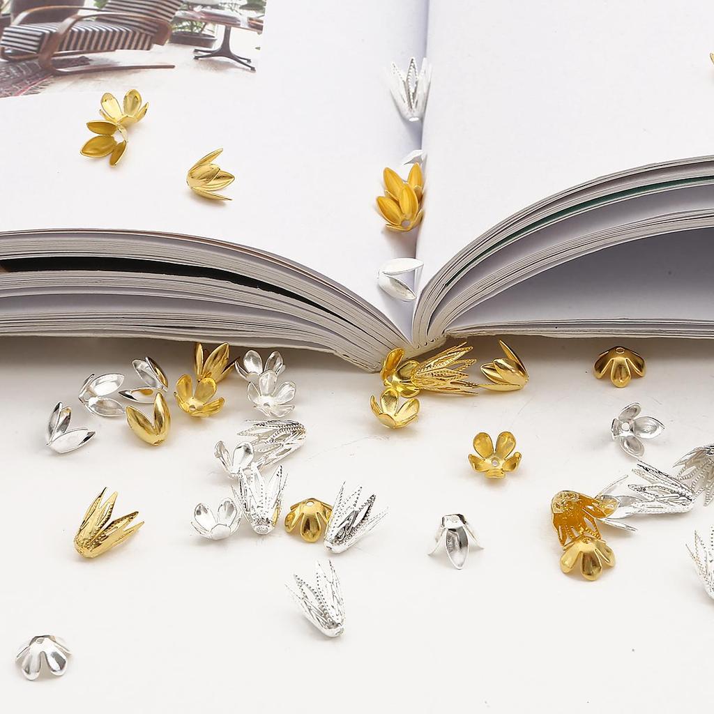 10pcs/Lot Iron Flower Bead End Caps Charms Bead Cups For Jewelry Making Findings DIY Bracelet Necklace Accessories