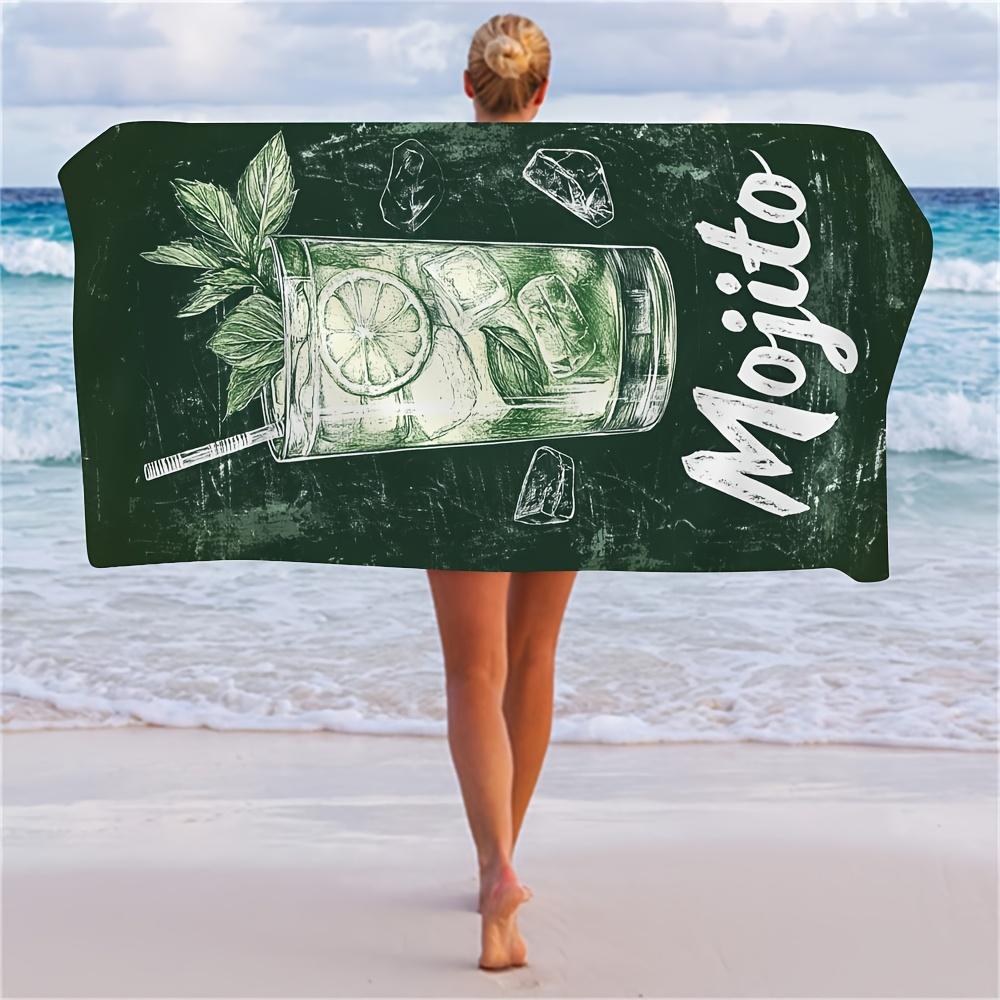 Mojito Cocktail Drink Printed Beach Towel Polyester Soft Quick Dry Large Bath Towel Summer Swimming Pool Surfing Blanket