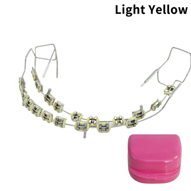 1 пара временных украшений для зубов в коробке с 4 крючками с металлической проволокой, разноцветные металлические скобки, лигатуры, стоматологический материал