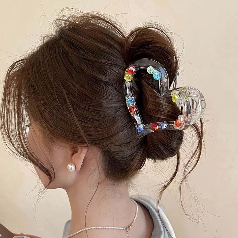Clear Acrylic Star Hair Claw Bright Rhinestone Shark Hair Clip Y2K Shark Clip Thick Hair