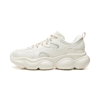 Li Ning Облачная амортизация Скользкие Устойчивые к истиранию Легкие Низкие Повседневная обувь Женская Слоновая кость AGCW104-1