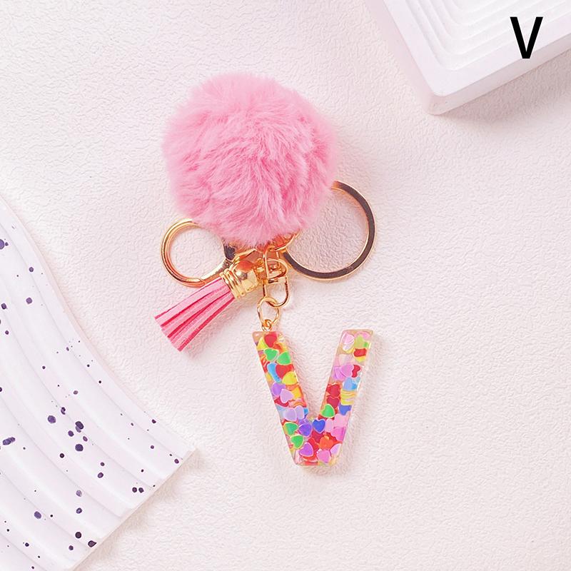Очаровательный блестящий брелок с инициалами, сверкающий каучуковый кулон в виде алфавита с пушистой буквой, шарм для девочек, сумок, рюкзаков, аксессуаров