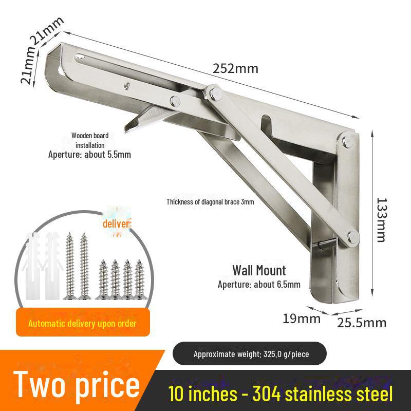 304 Stainless Steel Foldable Microwave Oven Wall-Mount Shelf Rack