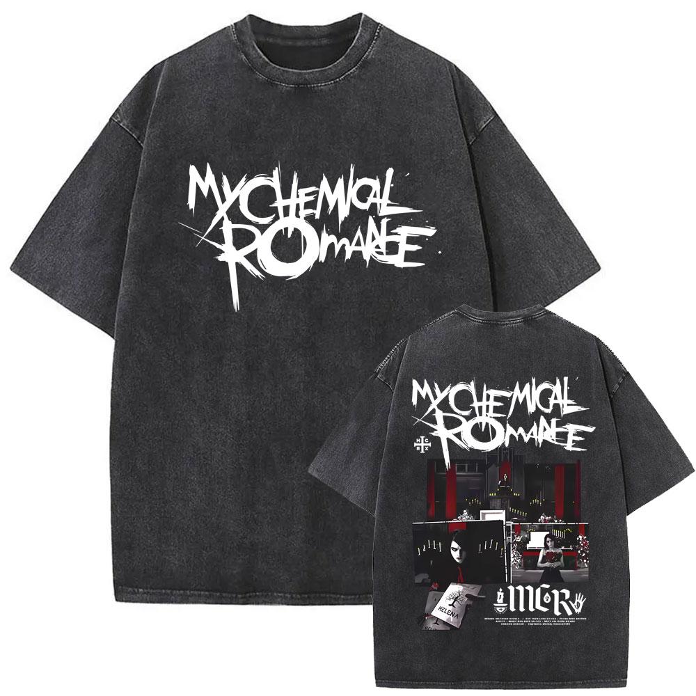 Washed Vintage My Chemical Romance Tshirt The Black Parade Album Graphic Tshirts Men Women Punk Emo Rock Oversized T Shirts
