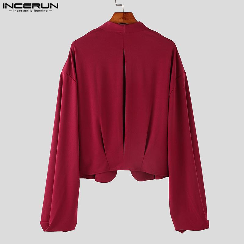 INCERUN Мужские свободные кардиганы с длинным рукавом и открытым передом, короткие пальто