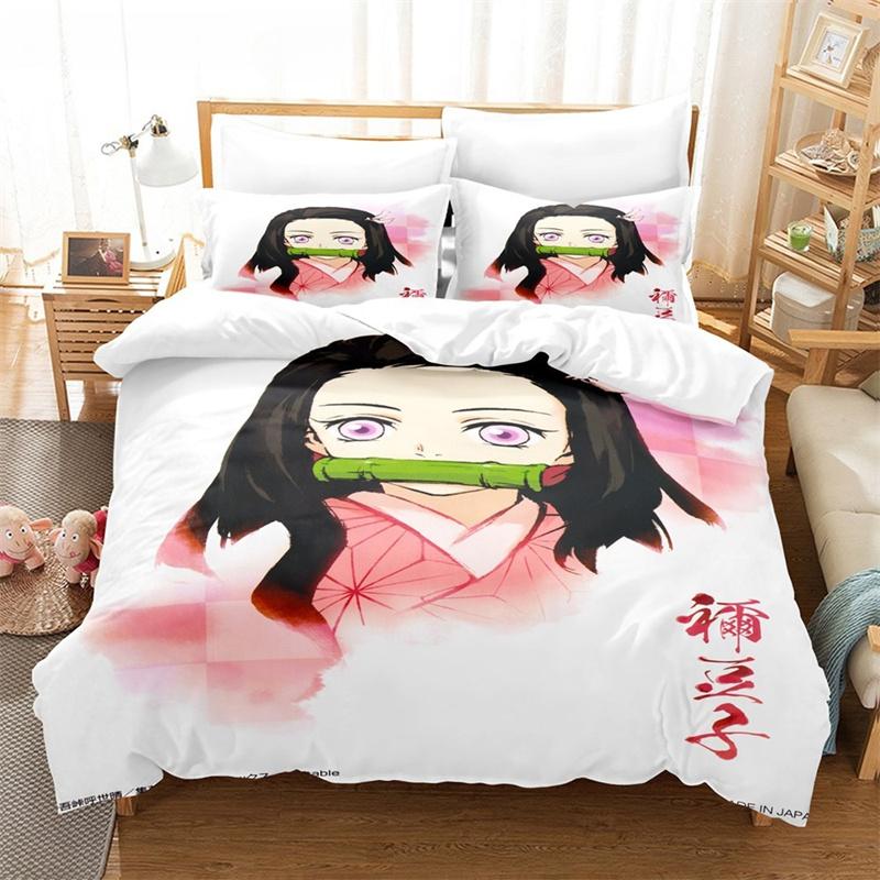 Новый аниме Kamado Nezuko пододеяльник Demon Slayer комплекты постельного белья для детей мальчиков девочек постельное белье Queen King Full Twin Single Size комплекты