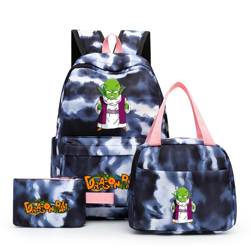 3Pcs/set Dragon Ball Colorful Backpack with Lunch Bag for Women Student Teenagers Rucksack Casual School Bags Sets