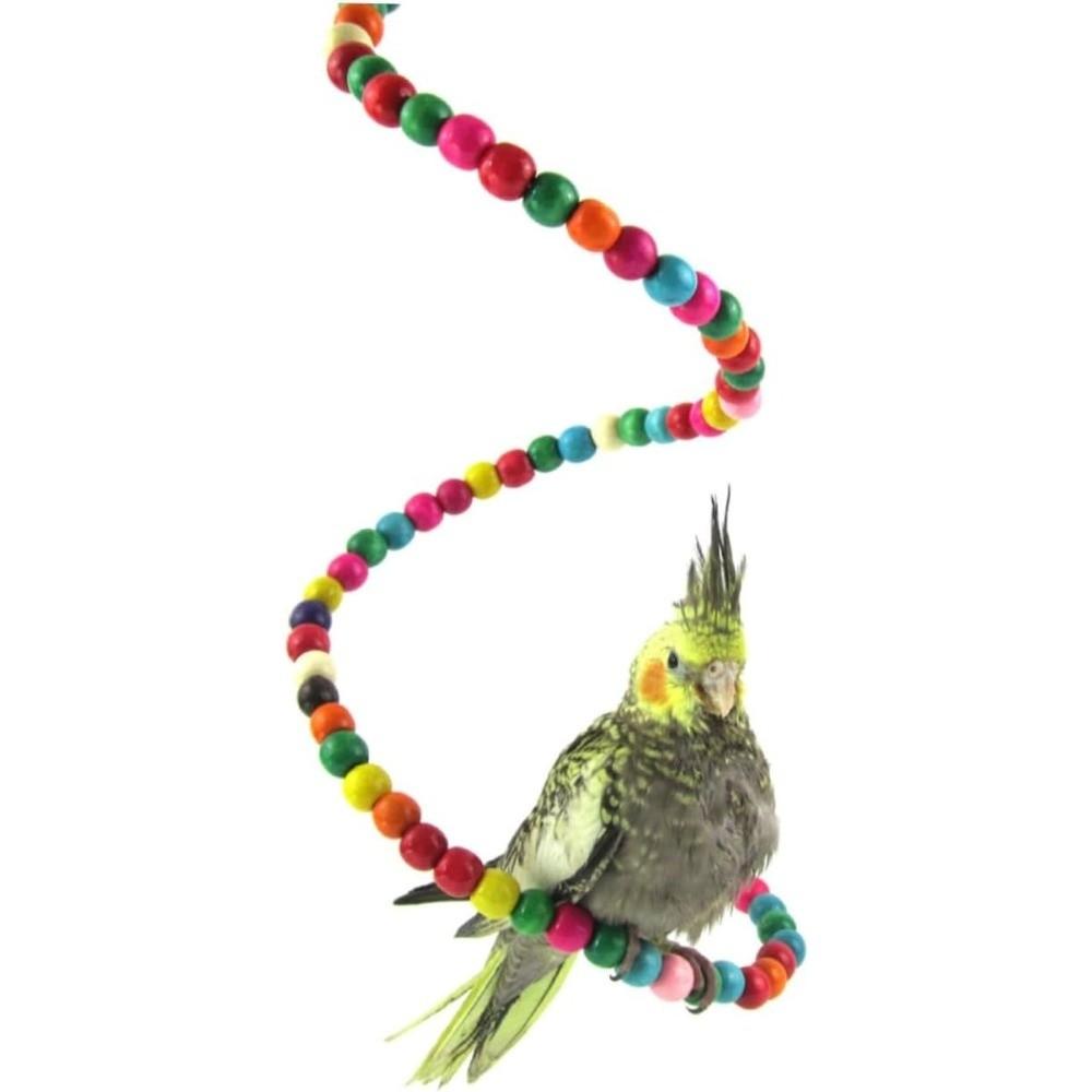 Hanging Hooks Bird Stand Colorful Beads Birds Accessory Colorful Swing Cage Hanging Perching Rest