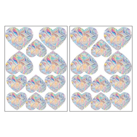 2 Sheets Rainbow Window Clings to Prevent Bird Strikes Decorative Prism Static Decals Butterfly Flower Heart Star Moon Shape Anti-Collision Stickers