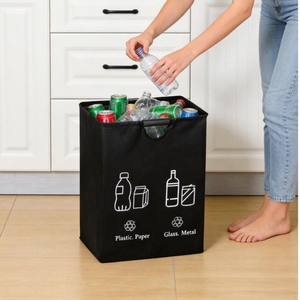 Large Capacity Empty Bottle Storage Basket With Handle Portable Kitchen Trash Can Foldable Folding Design Clothes Storage Basket