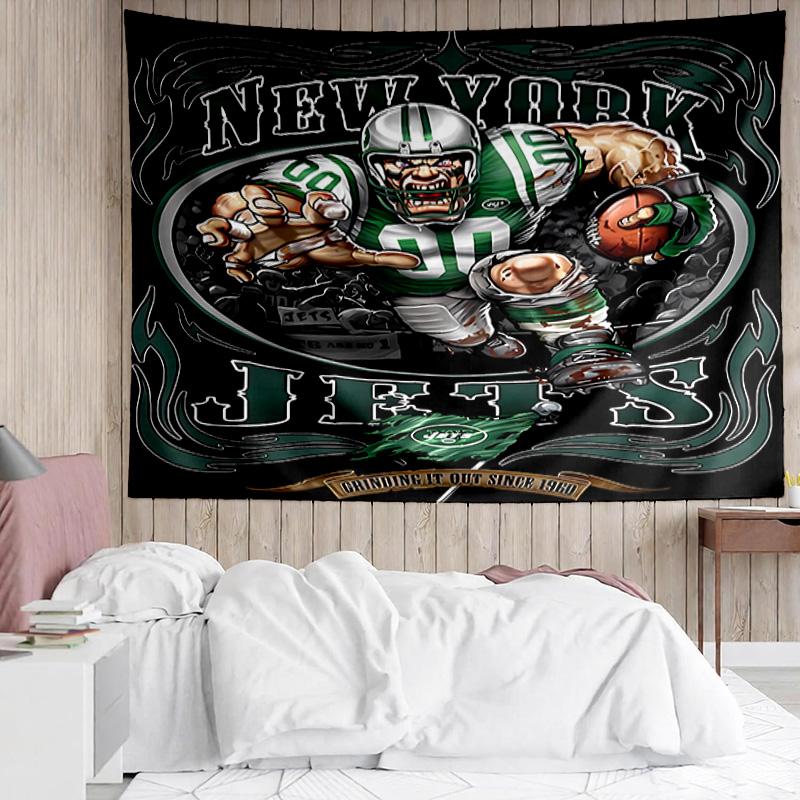 New York Jets logo Tapestry for Bedroom Aesthetic Classroom Tapestries Wall Hanging for Living Room Dorm Office,Ideal Creative Gift