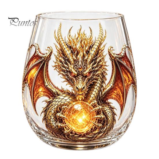 Уникальные бокалы для дегустации виски Mythic Dragon Glass Art Cup, 3D-скульптурный стакан для напитков с хрустальным шаром, Посуда 400 мл, Фэнтезийный стакан для бурбона