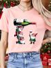 Christmas Elf Wine Bottle Red Wine Glass Printed Women's Comfortable T-shirt Personalized Fashion Commuter Daily Casual Top