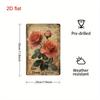 2D Flat, Vintage Rose Metal Wall Art Sign - 8"x12" Elegant Floral Decor with Pre-Drilled Holes, Durable Iron Rust Finish for Hom