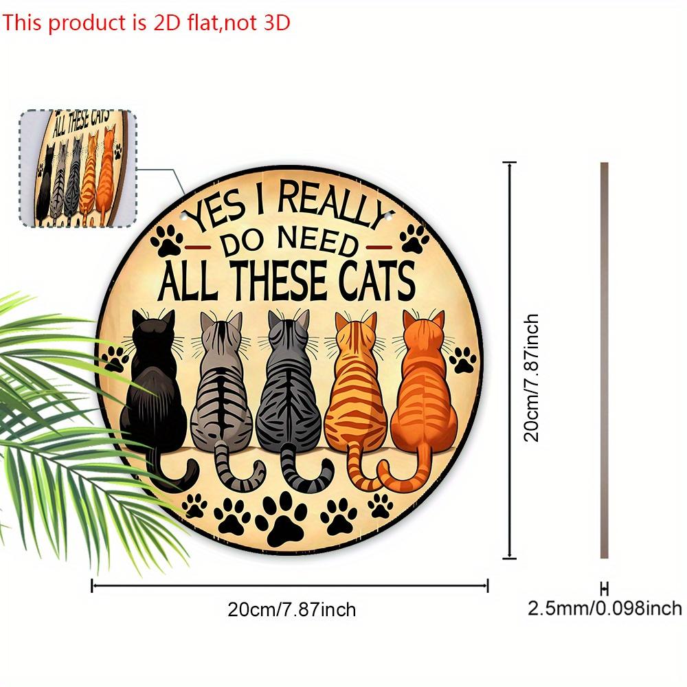 2D Плоская Деревянная Табличка в Деревенском Стиле с Кошачьей Тематикой, Очаровательная Декоративная Табличка для Питомца с Восхитительным Дизайном с Кошачьим Узором, Идеально Подходит для Декора Входной Двери