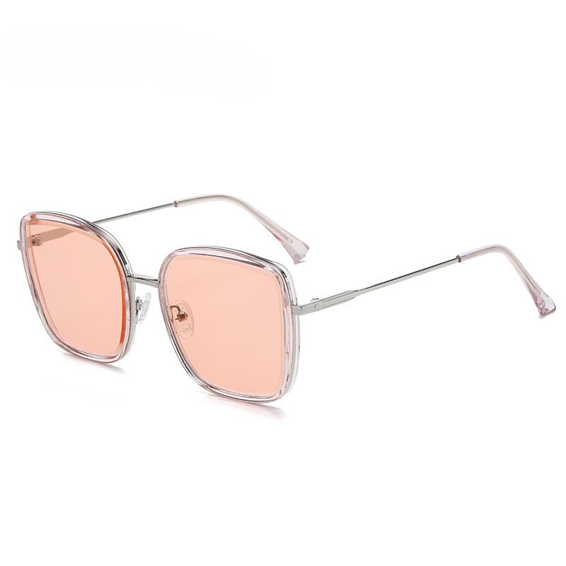 New Tea Sunglasses for Women Luxury Large Frame UV Resistant Designer Sun Eyeglasses High-end Driving Shades