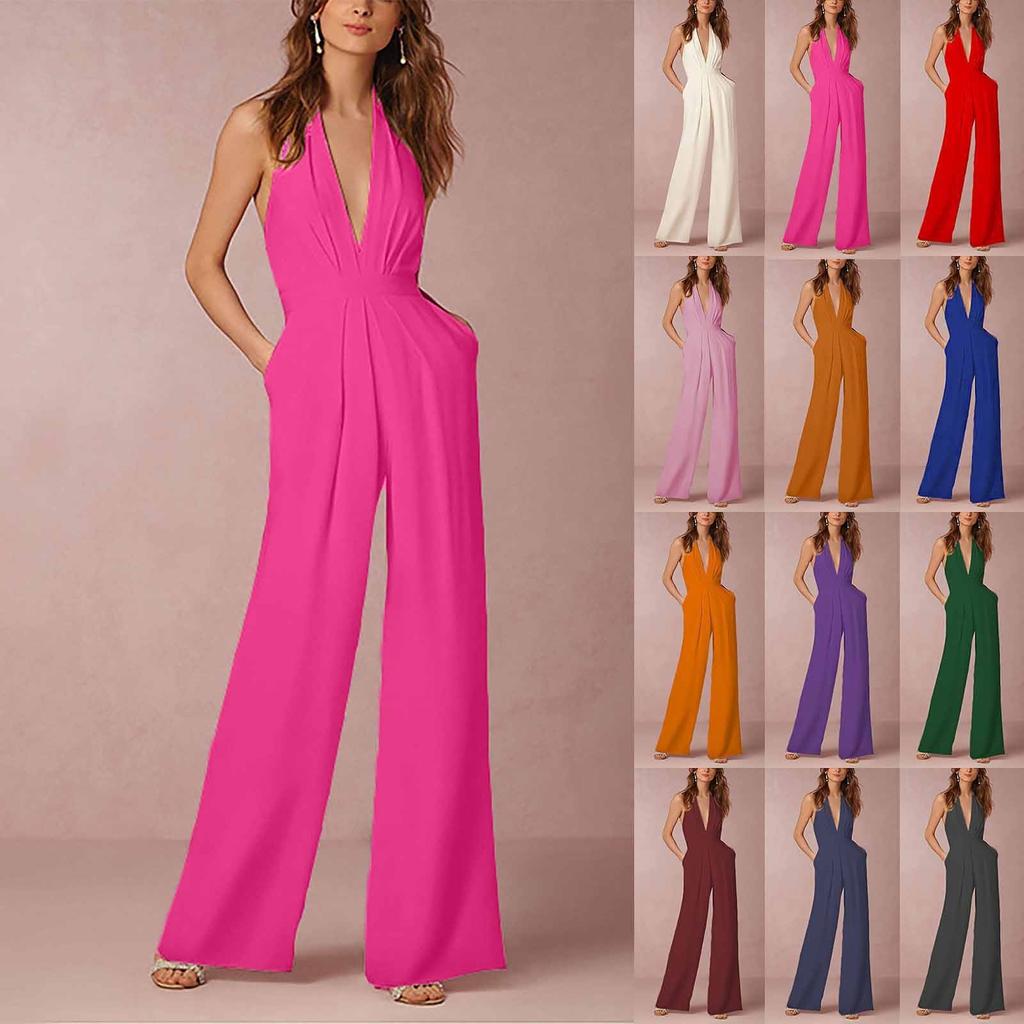 Women's Banquet Dress Jumpsuit Sexy Hanging Neck Women's Trousers