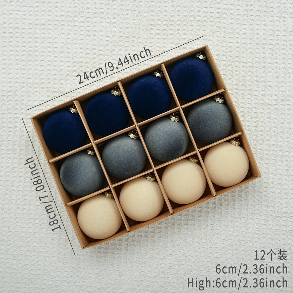 12 шт. Флокированные елочные шары, бархатные рождественские подвесные украшения, елочные подвесные шары, новогодняя вечеринка, плюшевые шары, декор