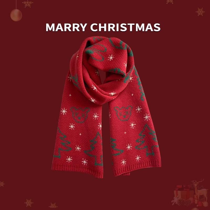 Детский шарф осень и зима новый рождественский мужской красный теплый детский шерстяной вязаный шарф для девочек утолщенный шарф