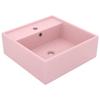 VidaXL Luxury Square Washbasin with Overflow Countertop Washbasin Toilet Hand Basin Bathroom Cosmetic Room Home Pink 146944
