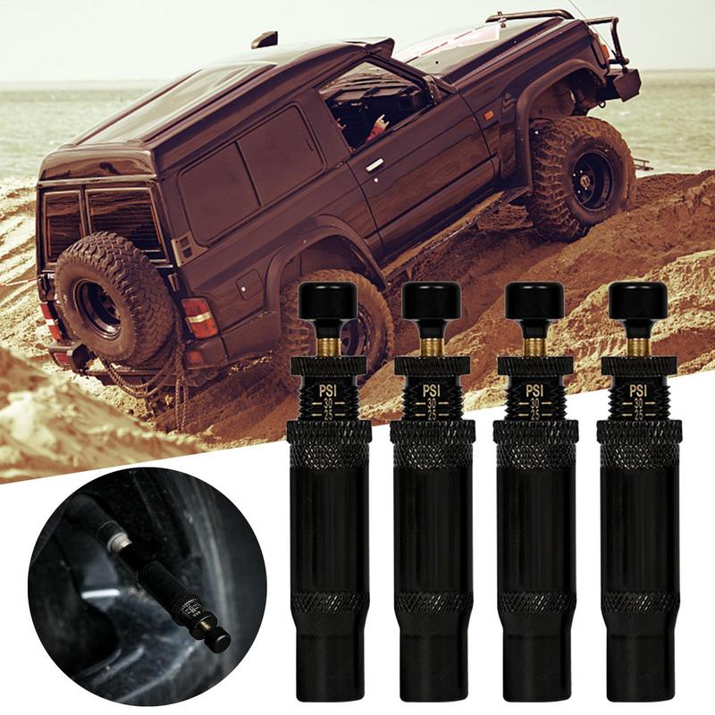 Air Down Tire Deflators Adjustable Tire Deflator 4 Pieces Auto-Stop 4x4 Spin-on Tire Inflator Tool 10-30 PSI Rapid For Truck