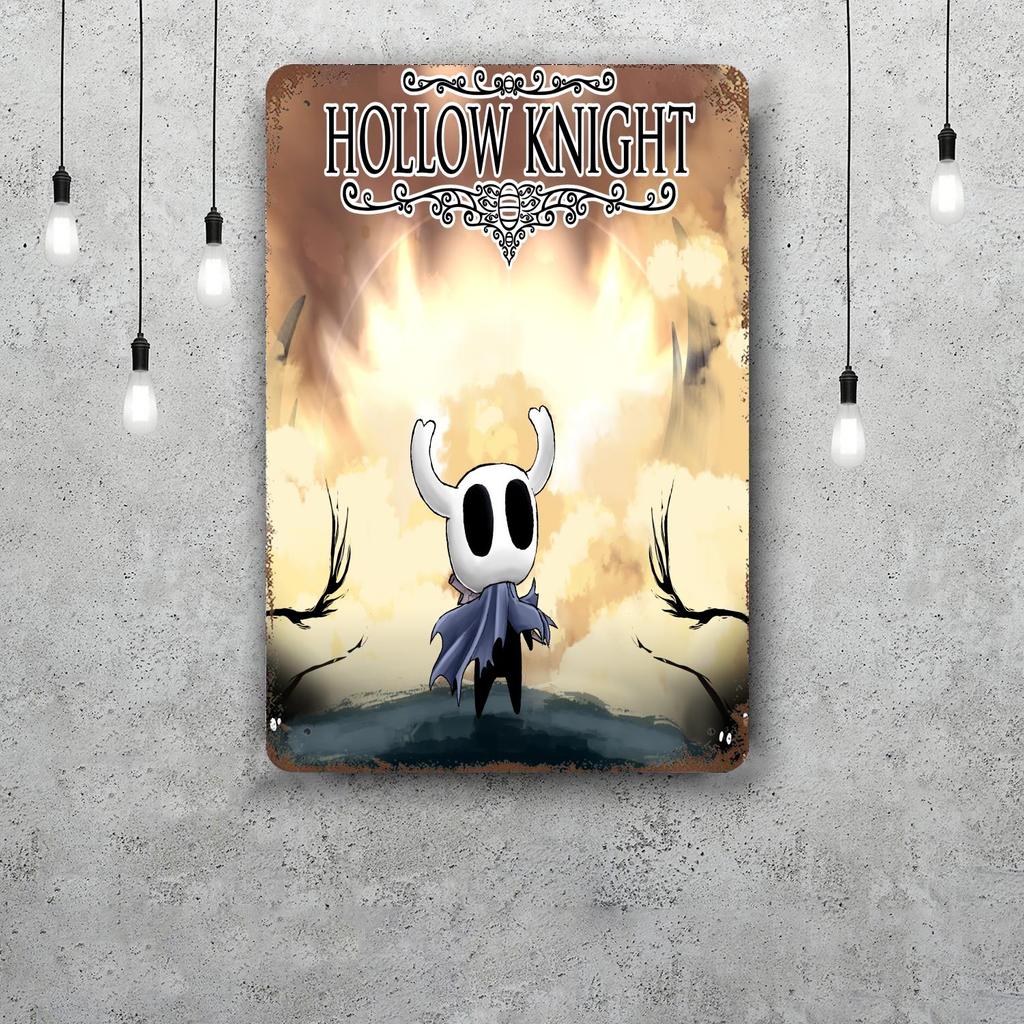 Постер с декором Hollow Knight Винтажная жестяная табличка Металлическая табличка Декоративная табличка для паба Бара Мужской пещеры Клуба Настенное украшение