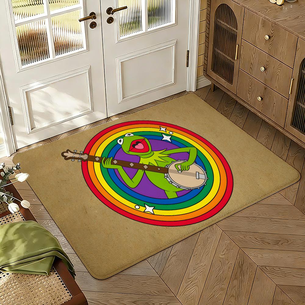 Funny Animal and Frog Kermit Floor Mat Soft Thickened Absorbent Non-Slip Bedroom Living Room Door Mat Home Decor Flannel Rugs