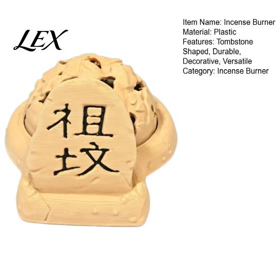 Creative Holiday Gift Tombstone Shaped Backflow Incense Burner, 3D Printed Cone Holder for Unique Birthday Gifts Meditation Yoga Stress Anxiety