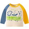 Spring and Autumn Round Neck 3D Cartoon Pattern Color Blocking Printed Top Fashionable Casual Long Sleeved Children's Boy T-shirts
