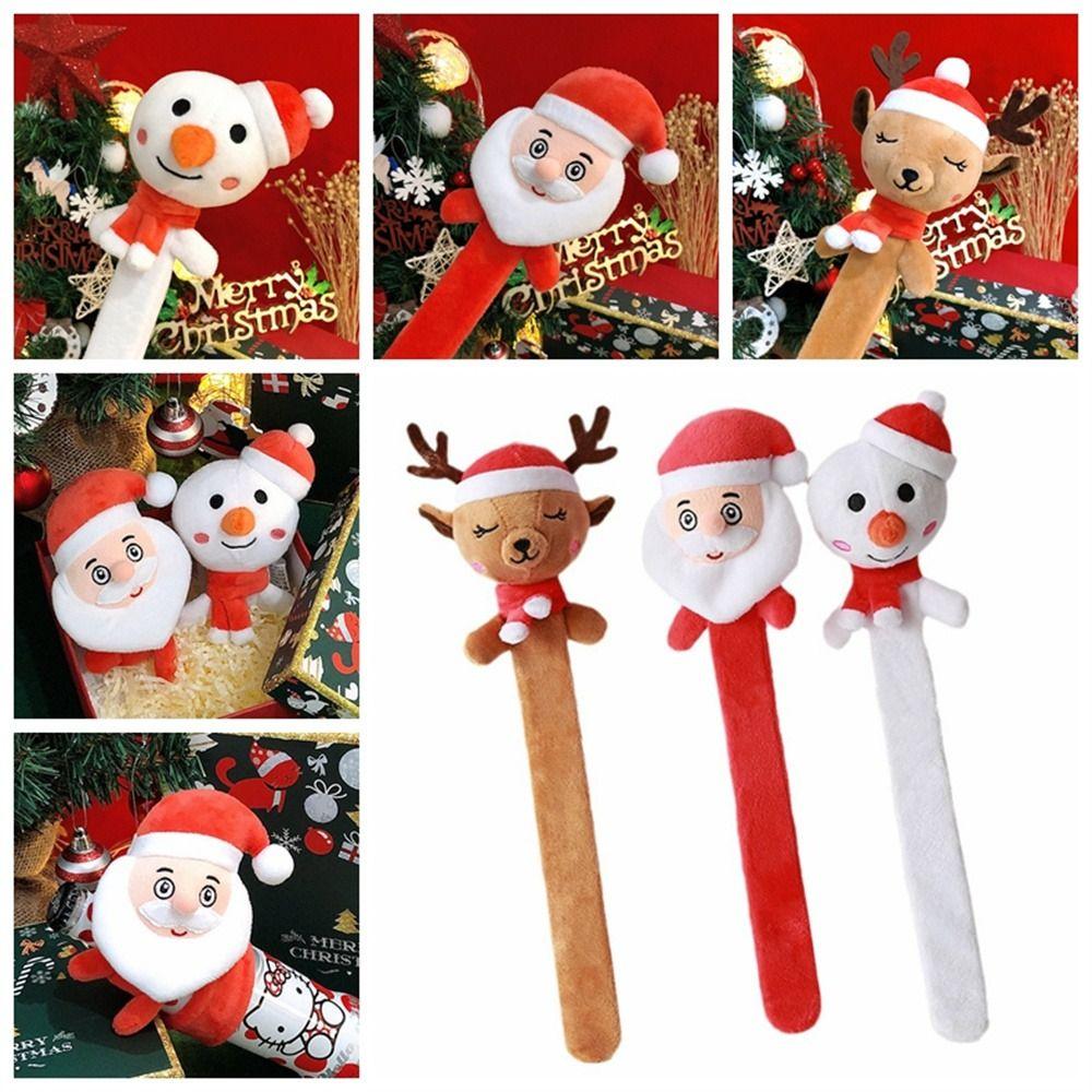 Reindeer Elk Christmas Slap Wristband Santa Claus Clap Circle Toys Hand Ring Ornaments Kid Adult