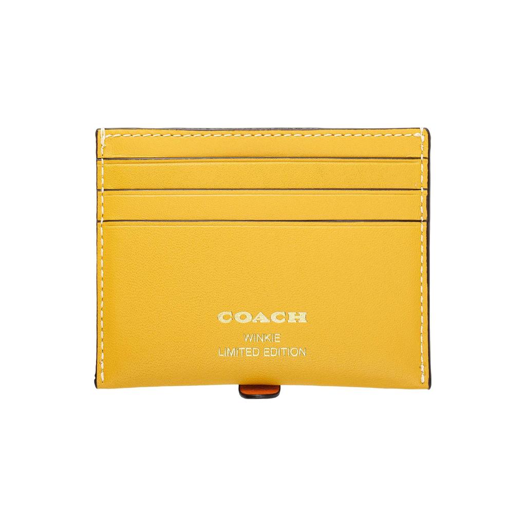 Coach Card Case With Eyebrow Decoration Multiple Card Slots Leather Mini Wallet Women wallet Canary-Yellow CC126-CY3