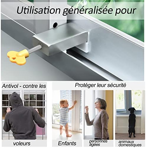 Ouzionz 2 Pack Aluminum Door Frame Security Lock with Key Child Safety Limiter CH-2
