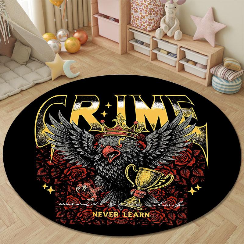 Handmade Style Round Pop Art Multicolor Accent Rug, Non-Slip Floor Mat for Hallway