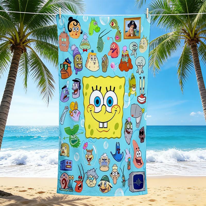 1Pc Spongebob Squarepants Characters Beach Towel Quick Dry Multiuse For Beach Pool Gym Yoga Home Travel Christmas Halloween Xmas Gift L131