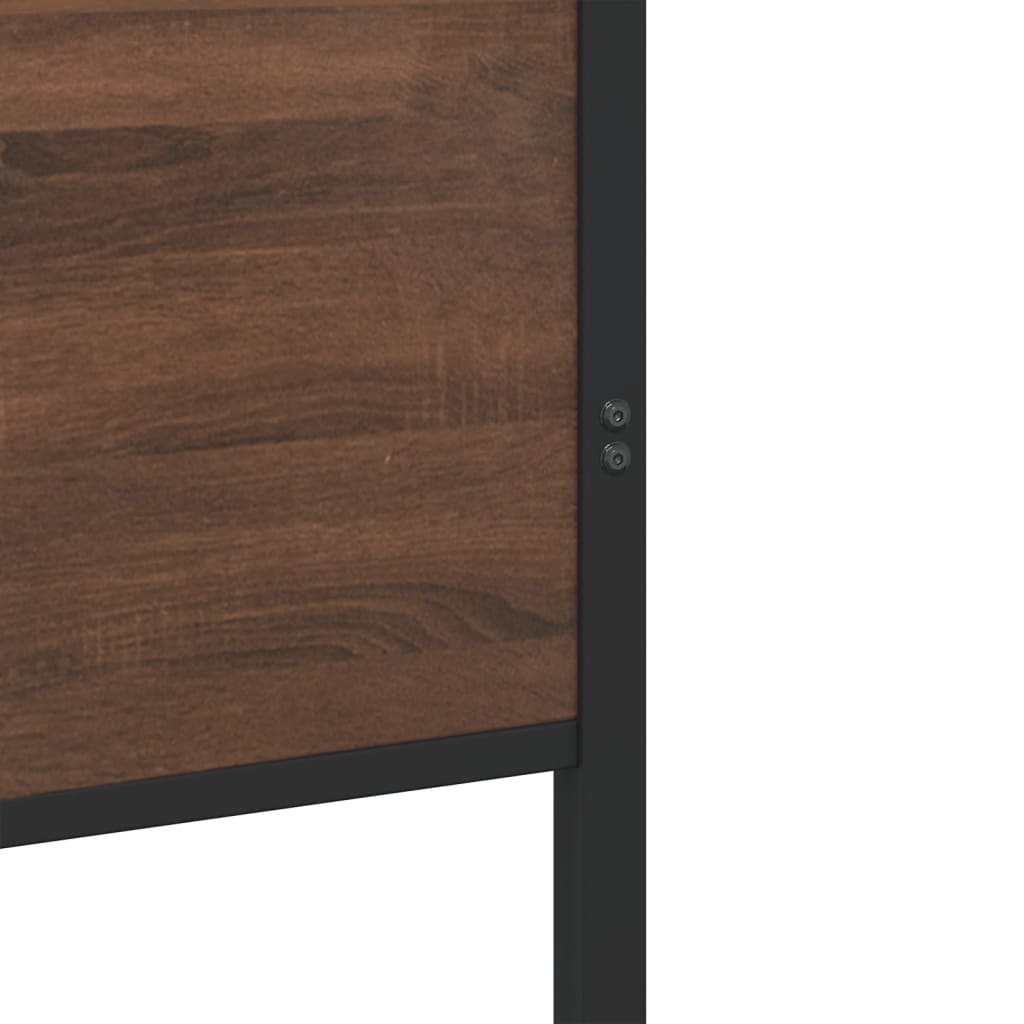 Metal Bed Frame without Mattress Brown Oak Effect 200x200 cm